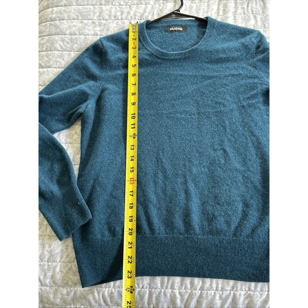 Naadam M 100% Cashmere Sweater Crew Neck Women’s Medium Blue  Teal Dark - Picture 5 of 6